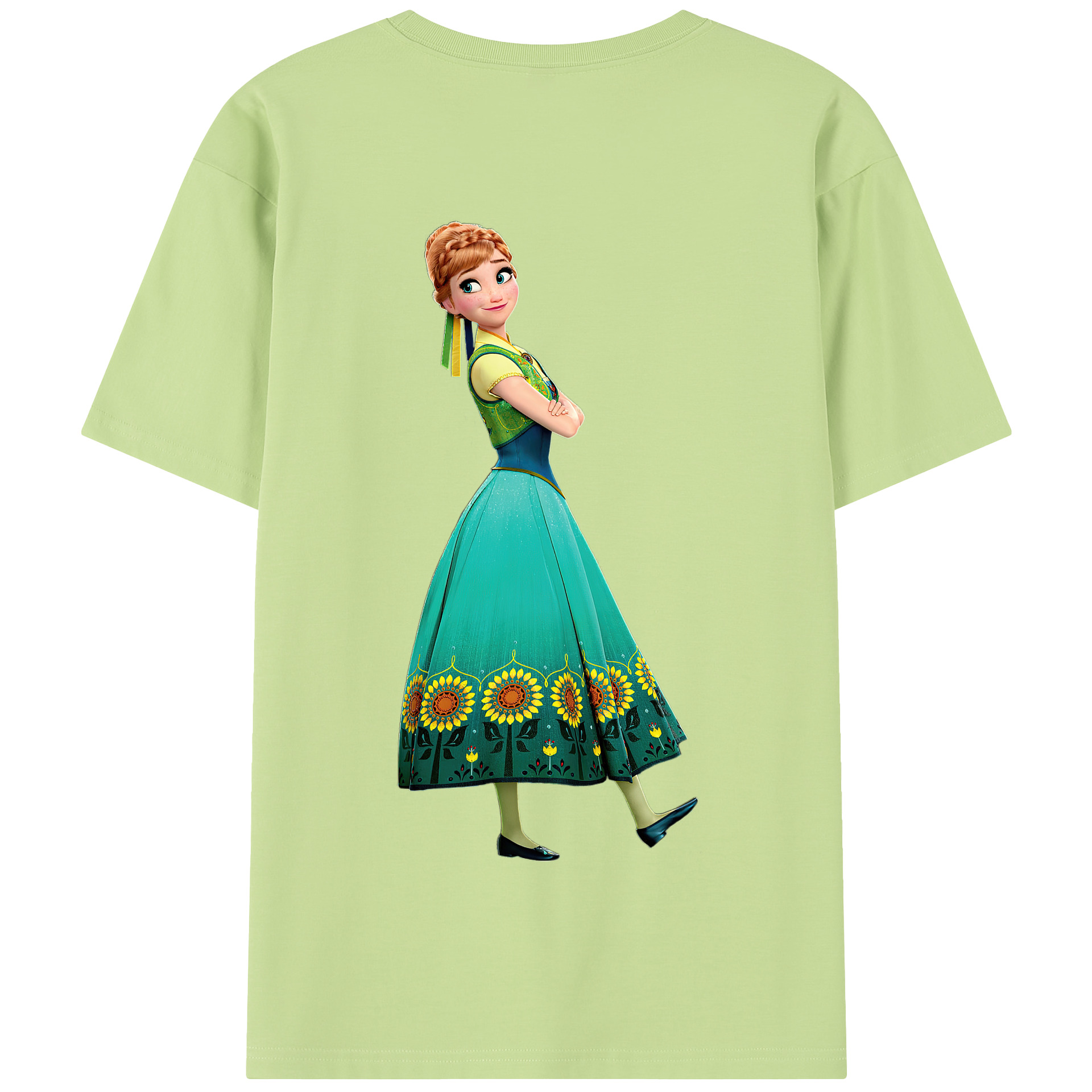 （画像用） アナと雪の女王 アンナ エルサ Frozen Anna Elsa 綿100％半袖Tシャツ（背面プリント）